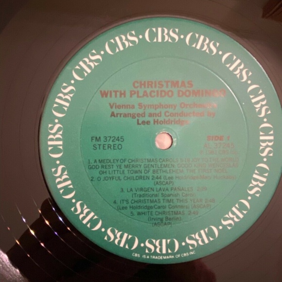 Christmas With Placido Domingo Vienna Symphony Orchestra LP CBS 37245 VG+ Insert - Picture 6 of 8